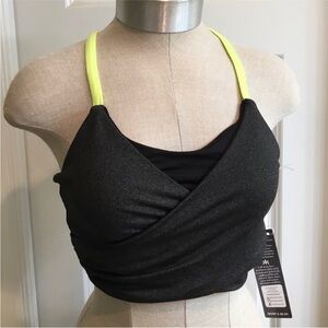 Kyodan Sport Bra/Crop Top! Black, Grey, and Yellow, Size Small! EUC!